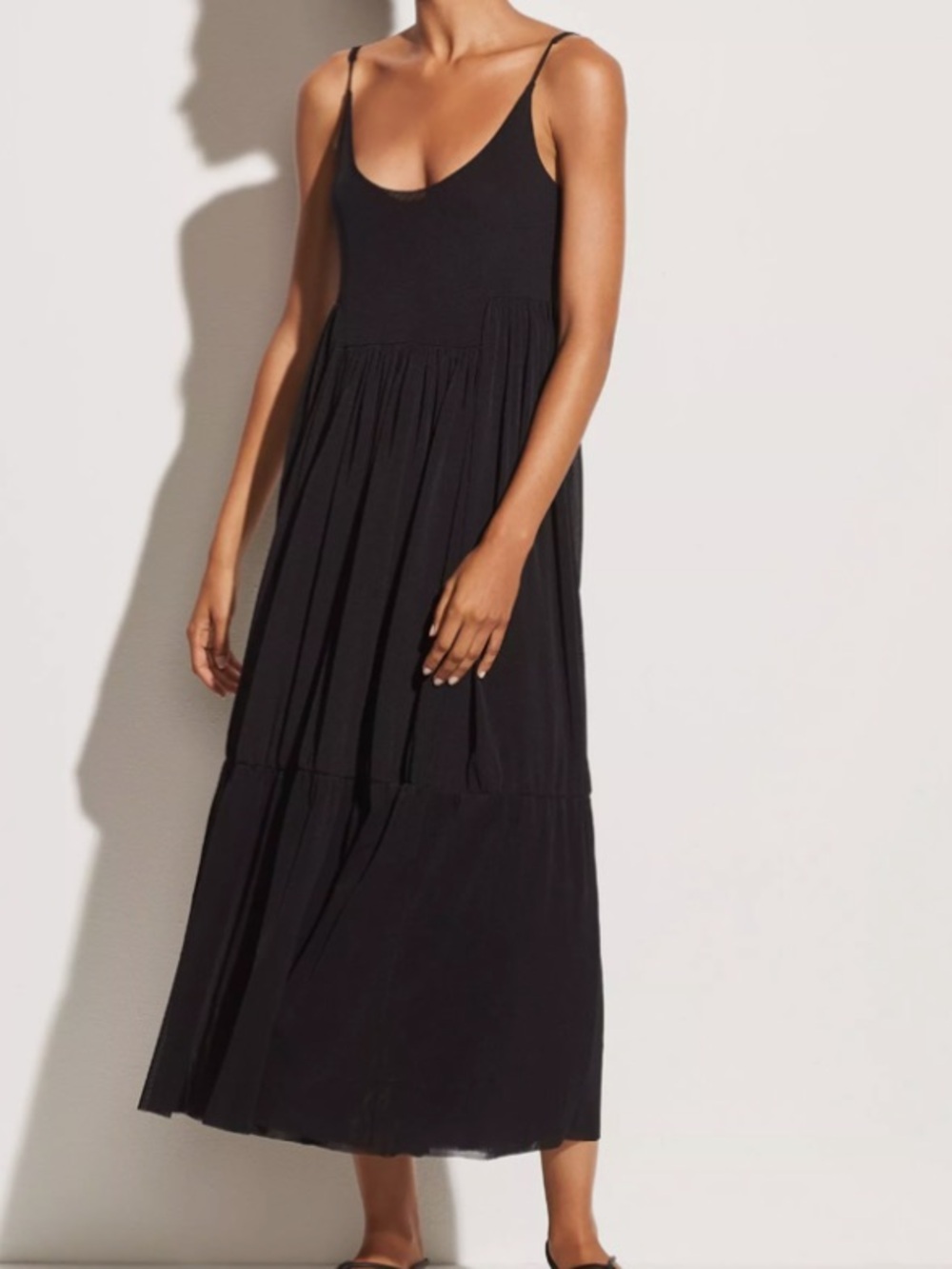 Vince Gathered knit Cami  NWT Black Spaghetti-Strap Maxi Dress